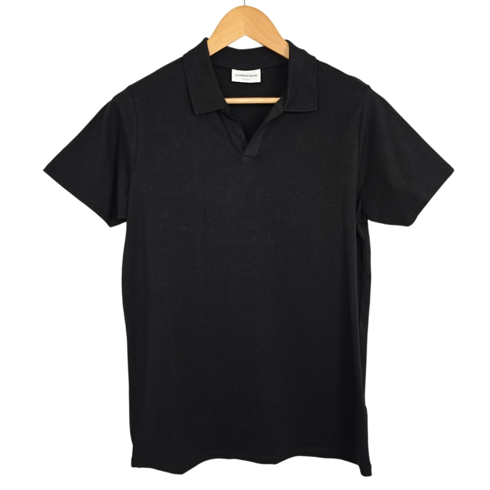 NWT Lindbergh Men's Black Okeo-Tex Short Sleeve Slim Fit Polo Top Stretch Size M
